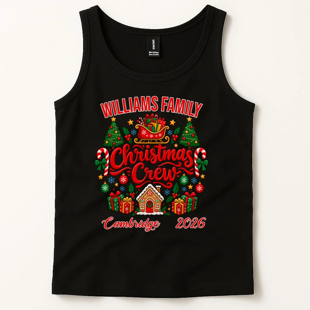 Christmas Crew Holiday Family Design Men's Tank Top - Front 1