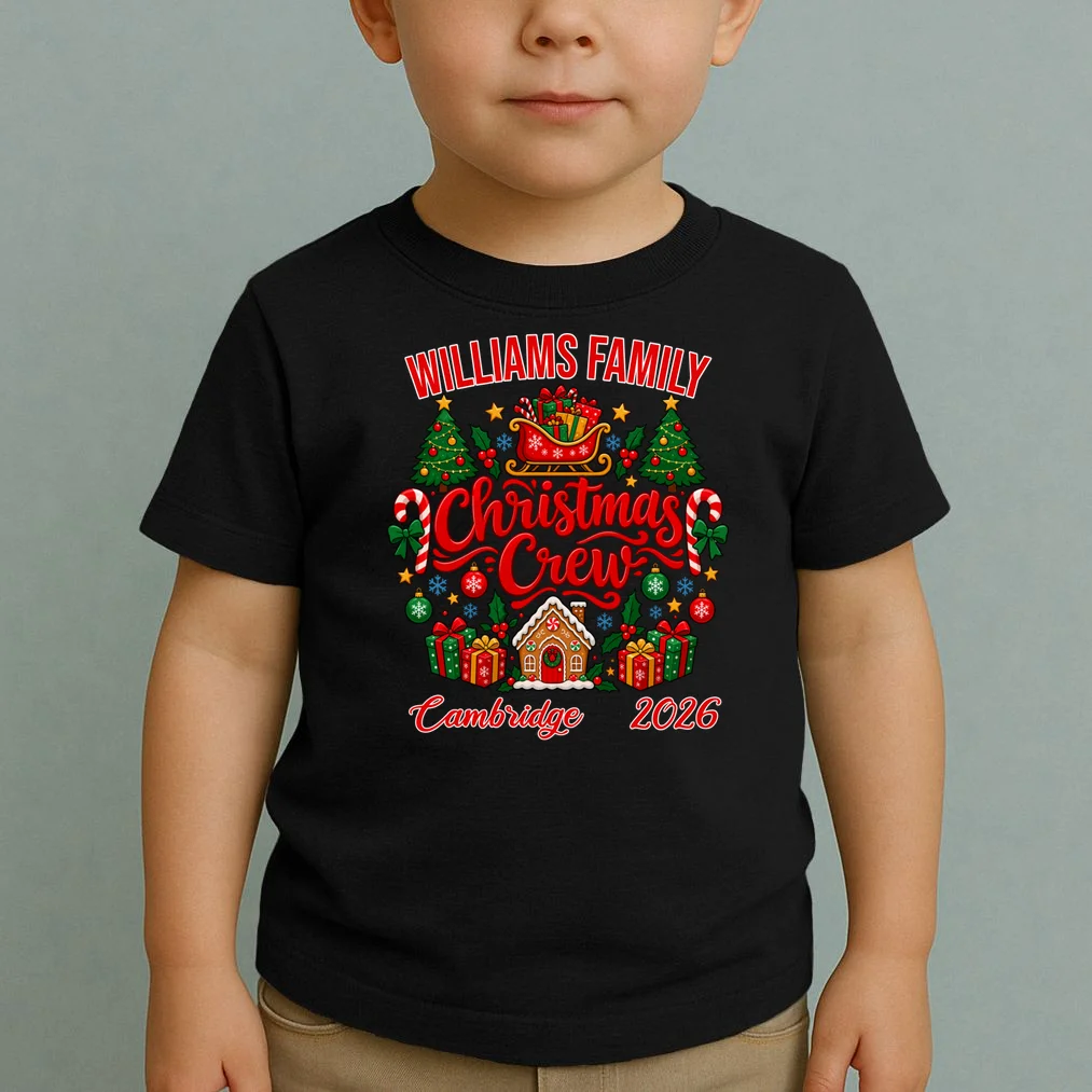 Christmas Crew Holiday Family Design Toddler T-Shirt - Front 1