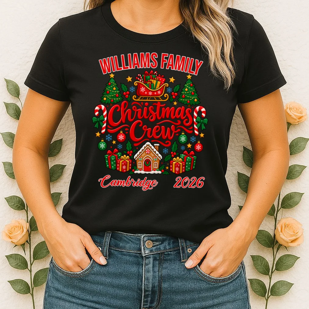 Christmas Crew Holiday Family Design Women's T-Shirt - Front 1