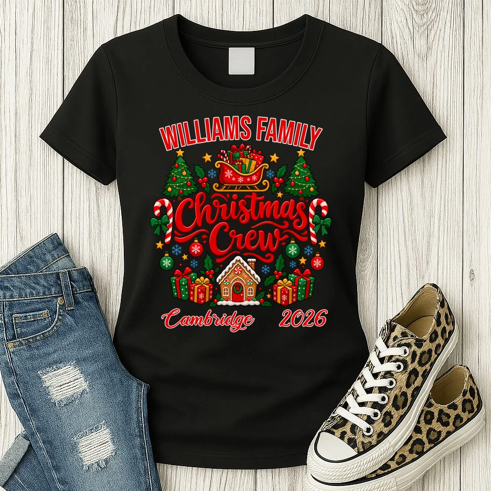 Christmas Crew Holiday Family Design Women's T-Shirt - Front 2