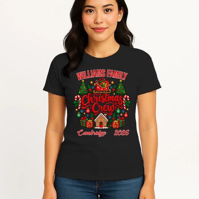 Christmas Crew Holiday Family Design Women's T-Shirt - Front 3