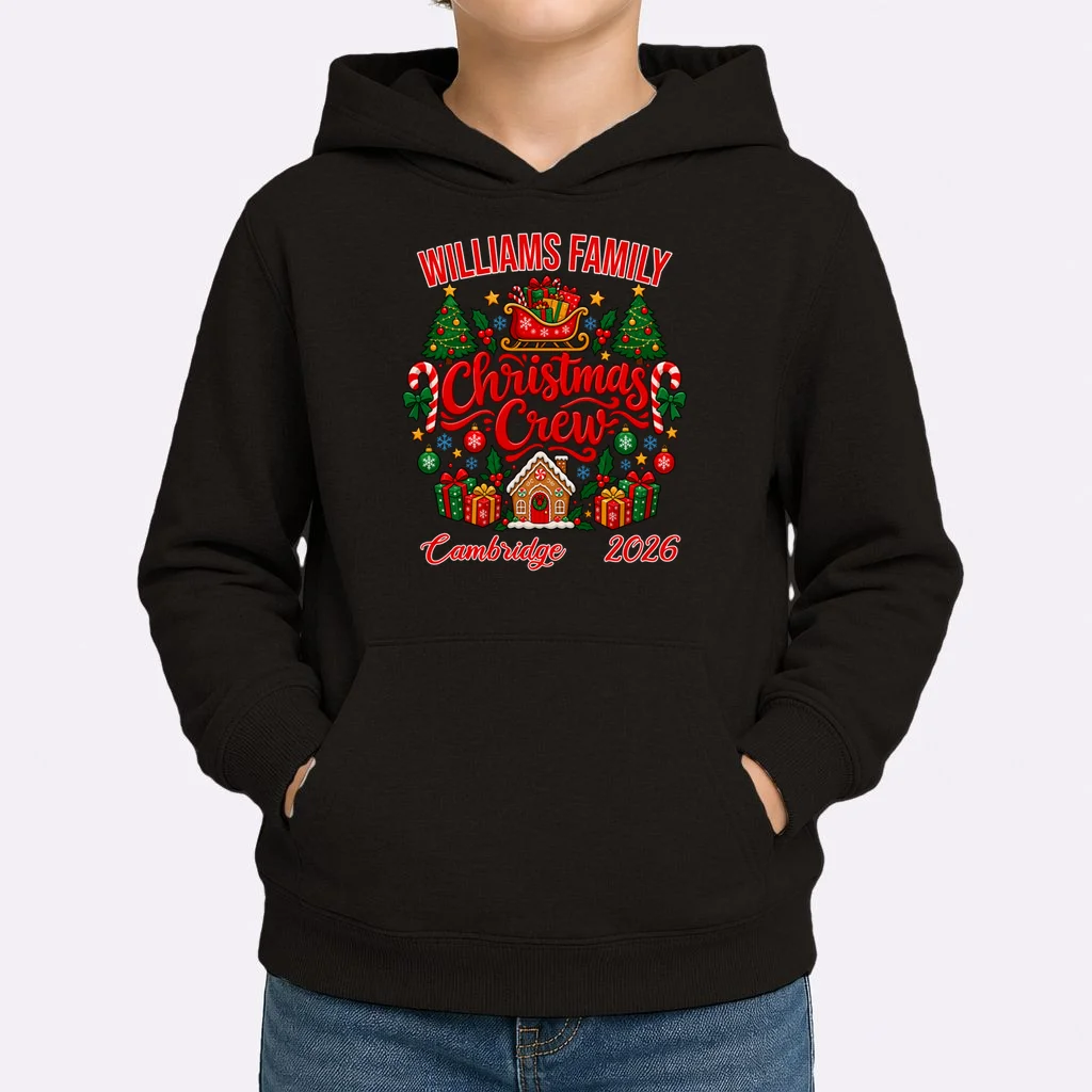 Christmas Crew Holiday Family Design Kids Hoodie - Front 1