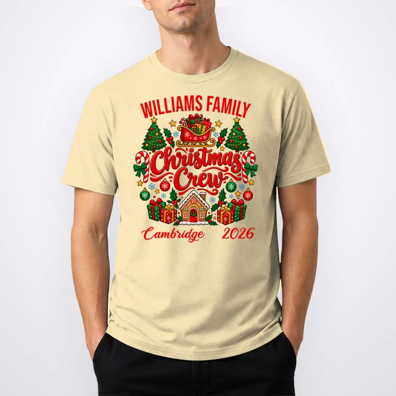 Christmas Crew Holiday Family Design Men's T-Shirt - Front 1