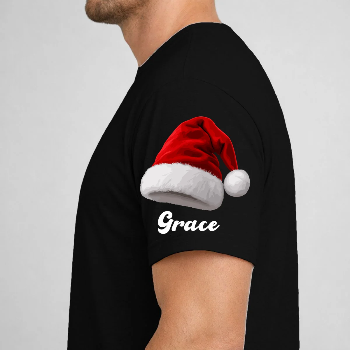 Christmas Crew Making Memories Together – Santa & Rudolph Holiday Graphic Men's T-Shirt - Left Sleeve