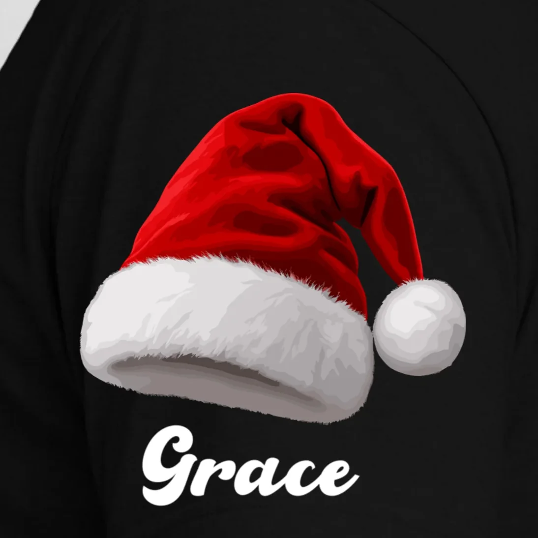 Christmas Crew Making Memories Together – Santa & Rudolph Holiday Graphic Men's T-Shirt - Left Sleeve - Close-up