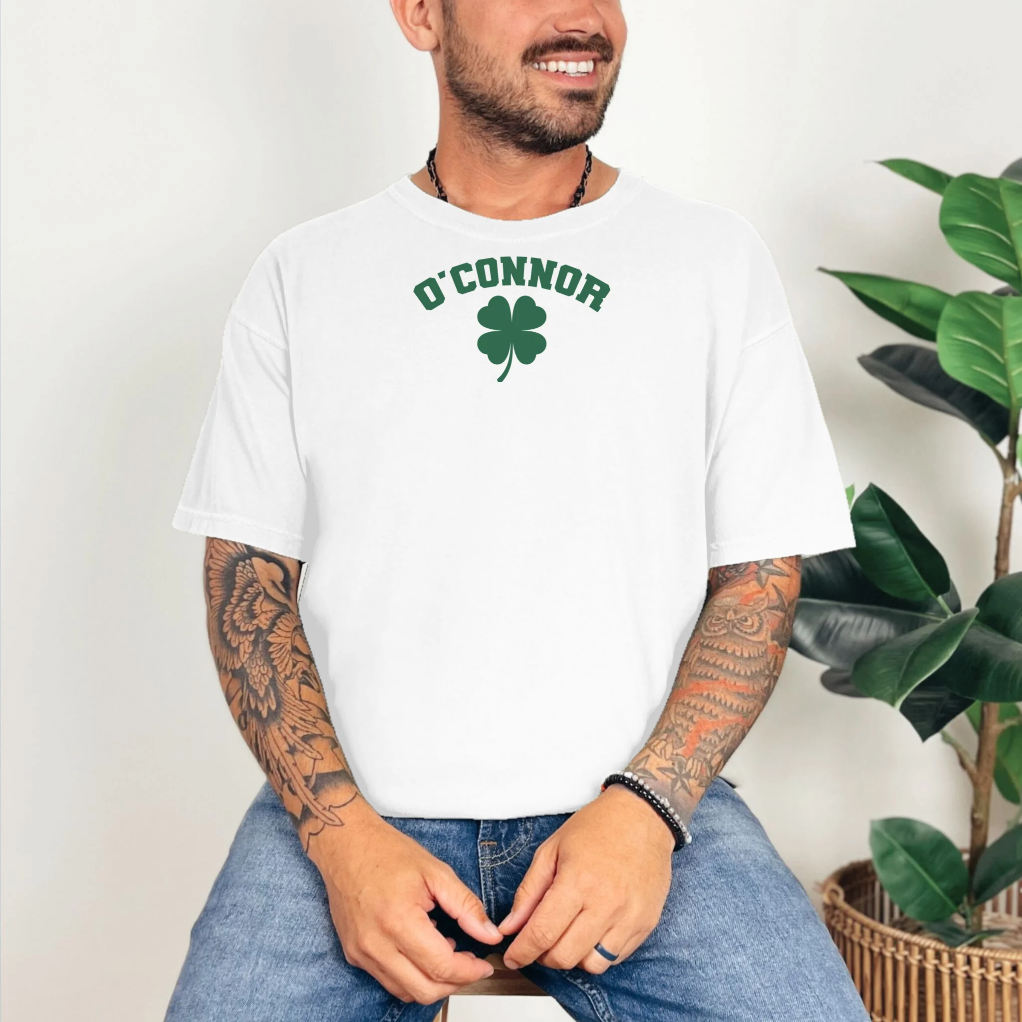 Cute Custom Name St Patricks Day Clover T-Shirt - Front 2