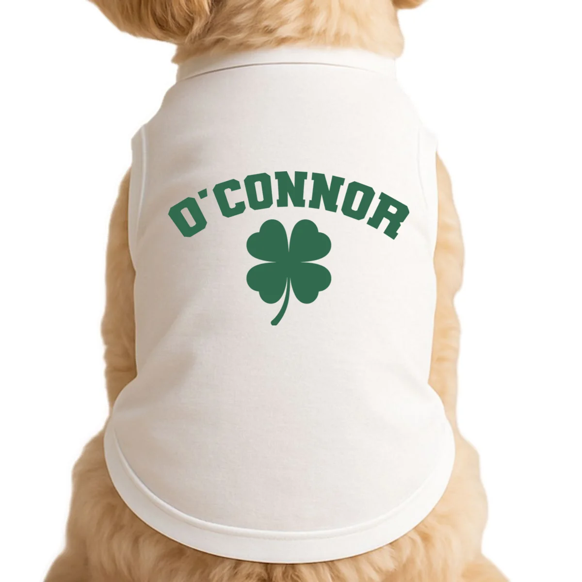 Cute Custom Name St Patricks Day Clover Doggie Tank - Front