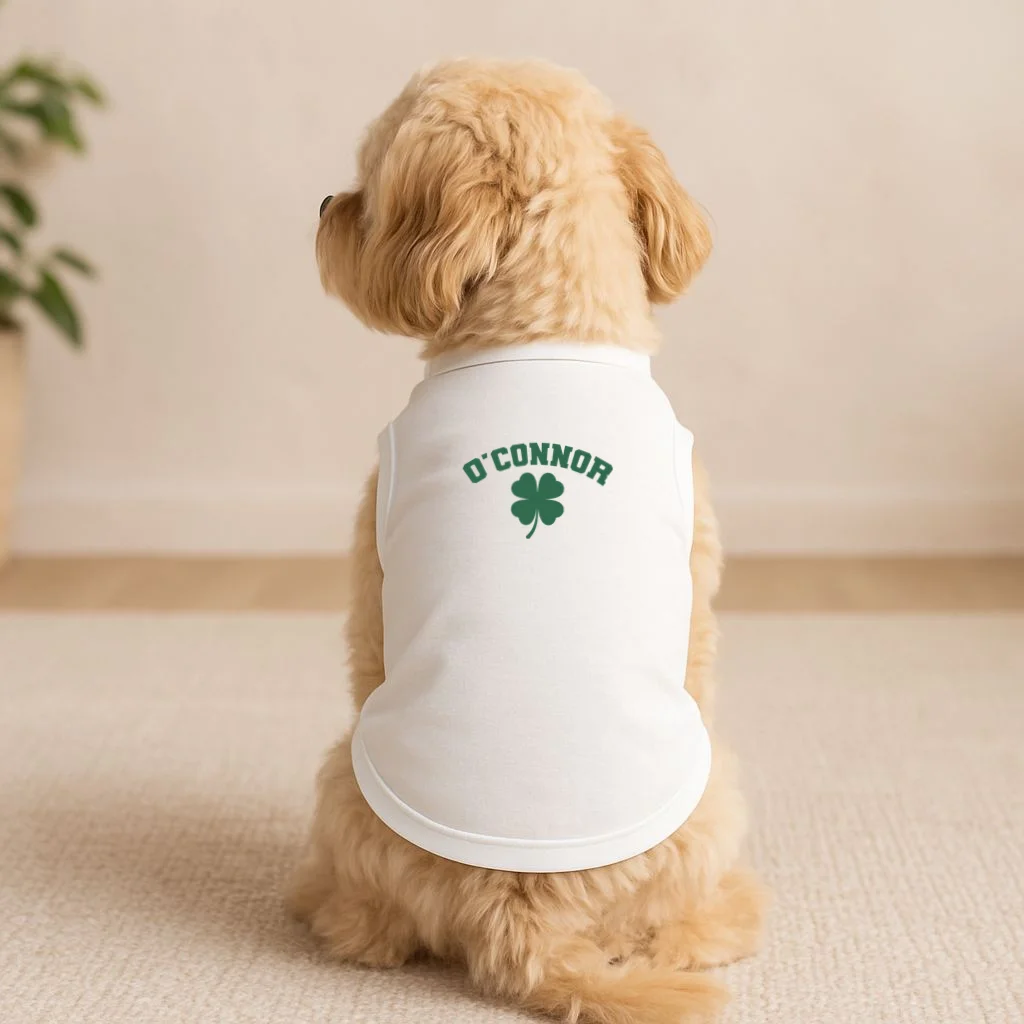 Cute Custom Name St Patricks Day Clover Doggie Tank - Front 1