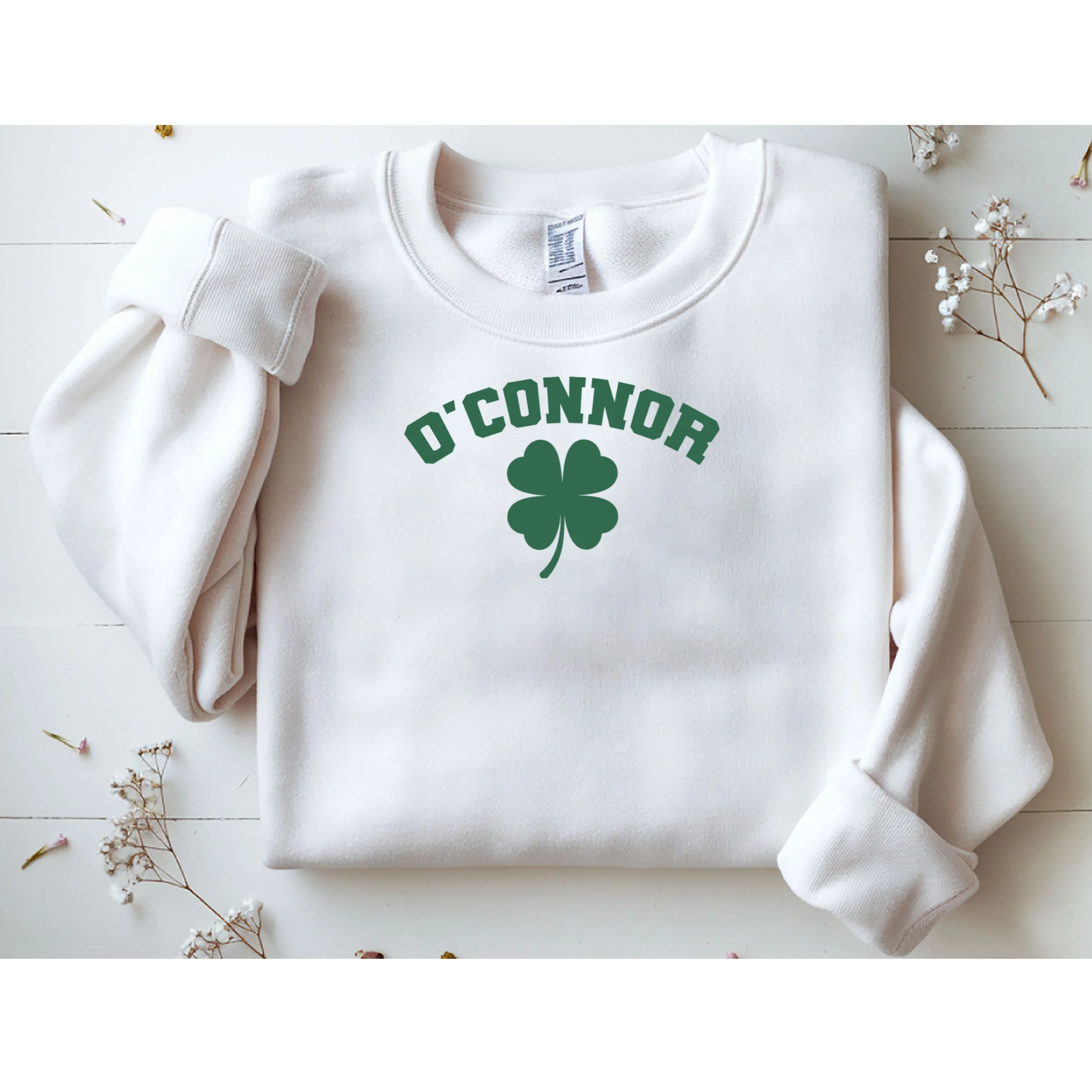 Cute Custom Name St Patricks Day Clover Sweatshirt - Front 1