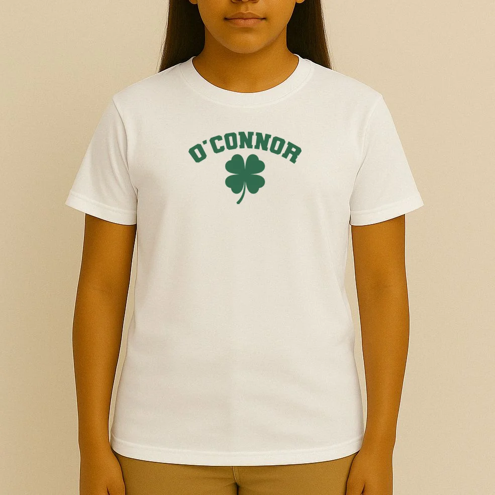 Cute Custom Name St Patricks Day Clover T-Shirt - Front 4