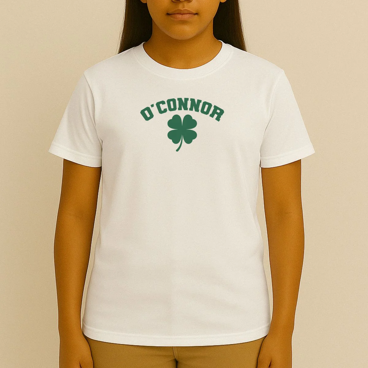 Cute Custom Name St Patricks Day Clover T-Shirt - Front 4