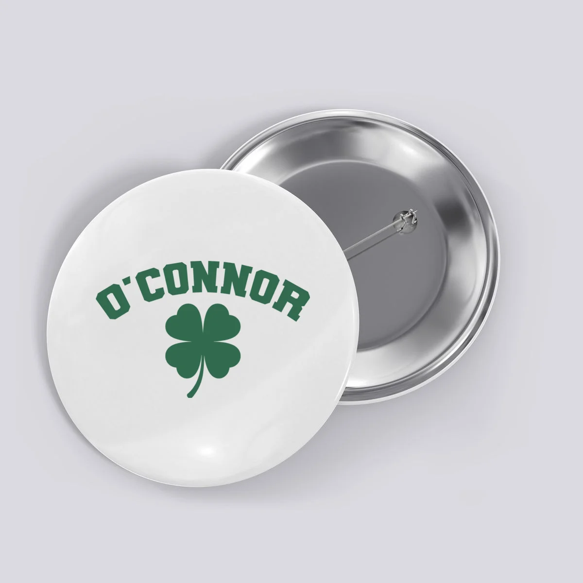 Cute Custom Name St Patricks Day Clover Button - Front