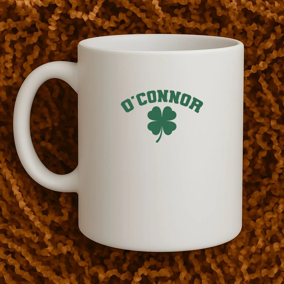 Cute Custom Name St Patricks Day Clover Coffee Mug - Front 1