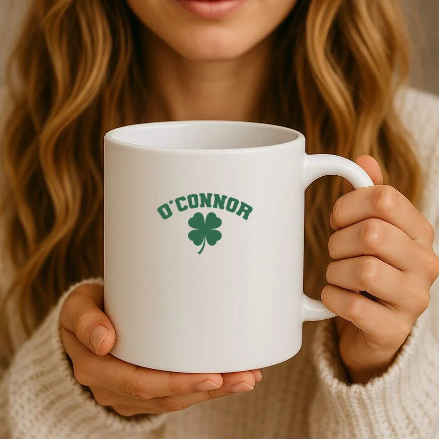 Cute Custom Name St Patricks Day Clover Coffee Mug - Front 2