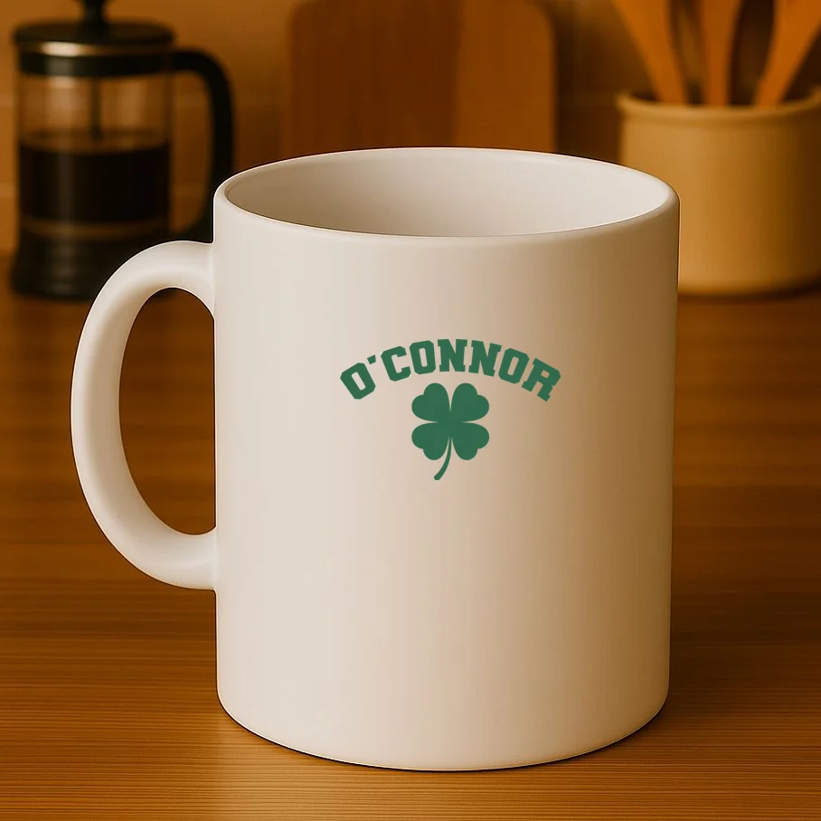 Cute Custom Name St Patricks Day Clover Coffee Mug - Front 3