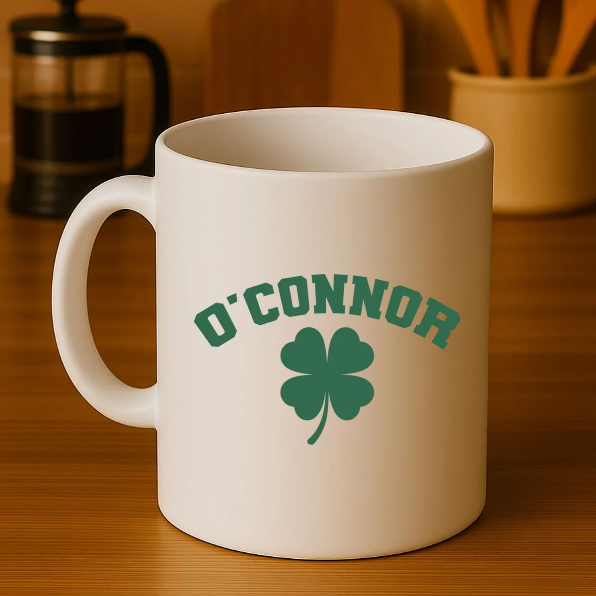 Cute Custom Name St Patricks Day Clover Coffee Mug - Front 3