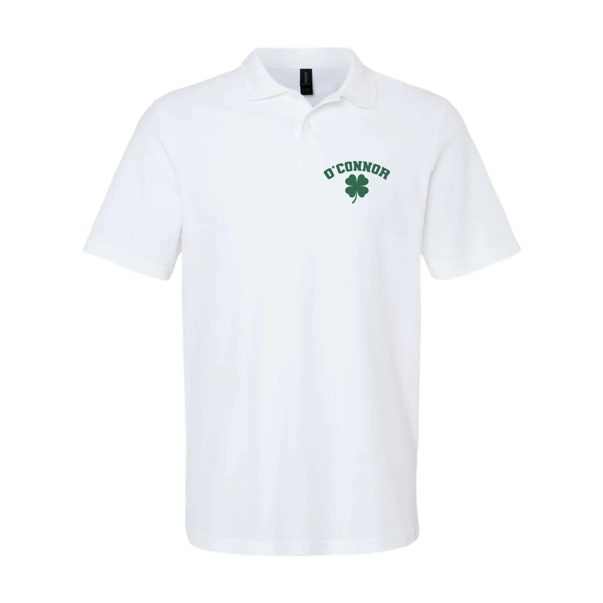 Cute Custom Name St Patricks Day Clover Men's Polo - Front