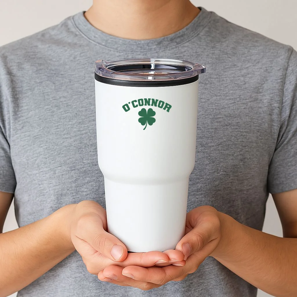 Cute Custom Name St Patricks Day Clover 20oz Tumbler - Front 1