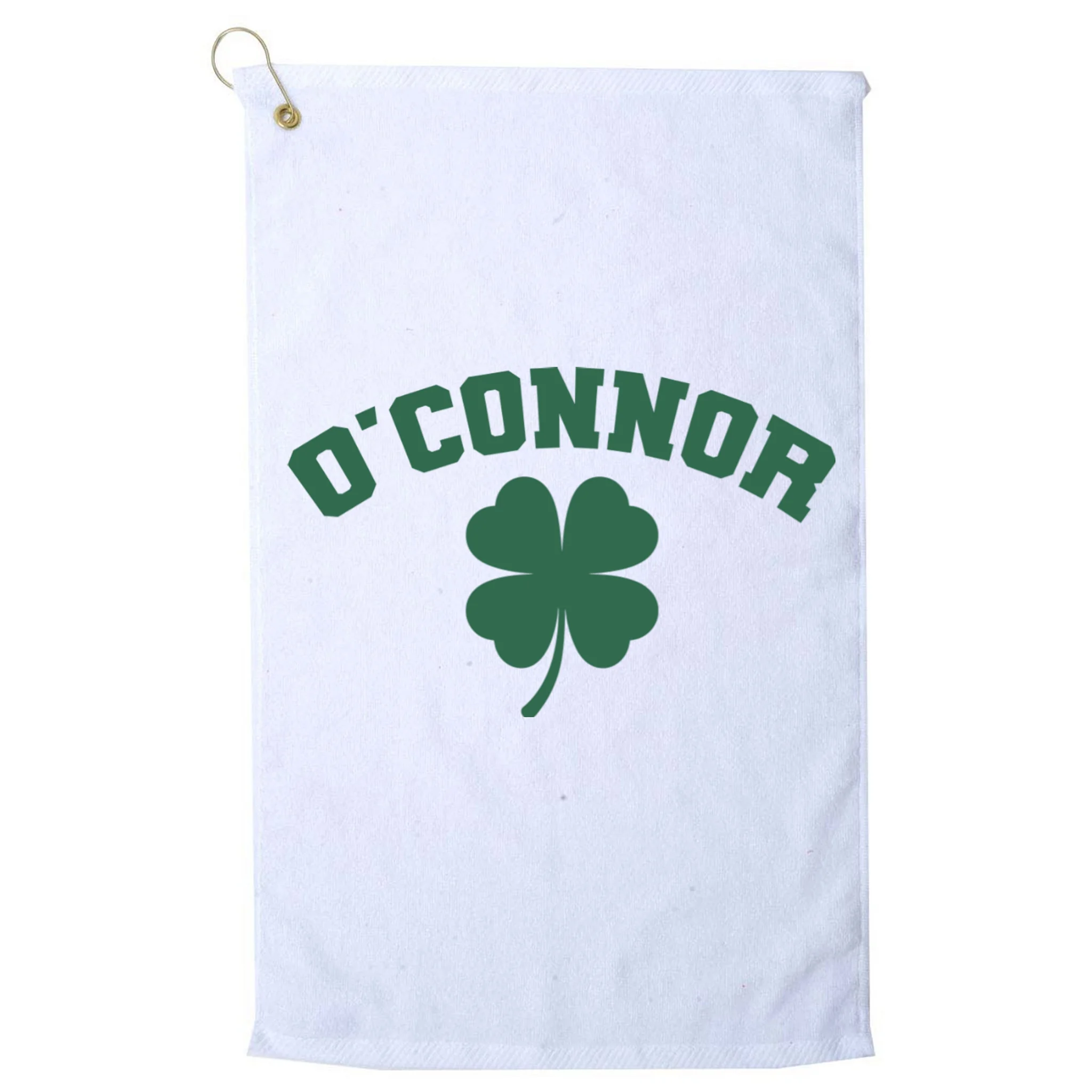 Cute Custom Name St Patricks Day Clover Golf Towel - Front