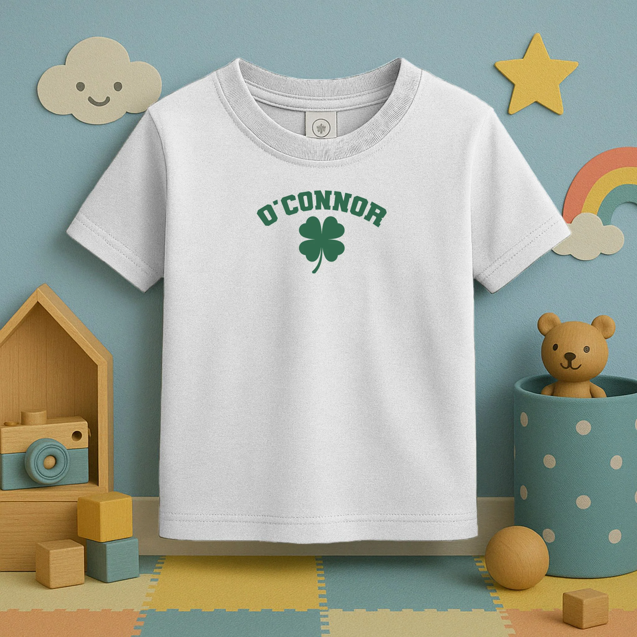 Cute Custom Name St Patricks Day Clover Toddler T-Shirt - Front 2