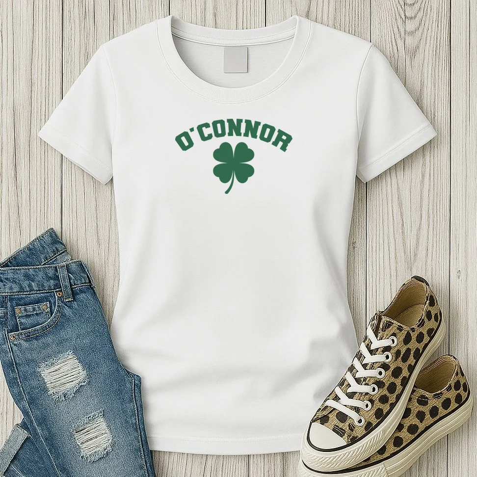 Cute Custom Name St Patricks Day Clover Women's T-Shirt - Front 2