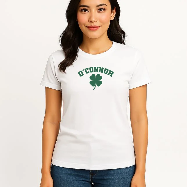 Cute Custom Name St Patricks Day Clover Women's T-Shirt - Front 3