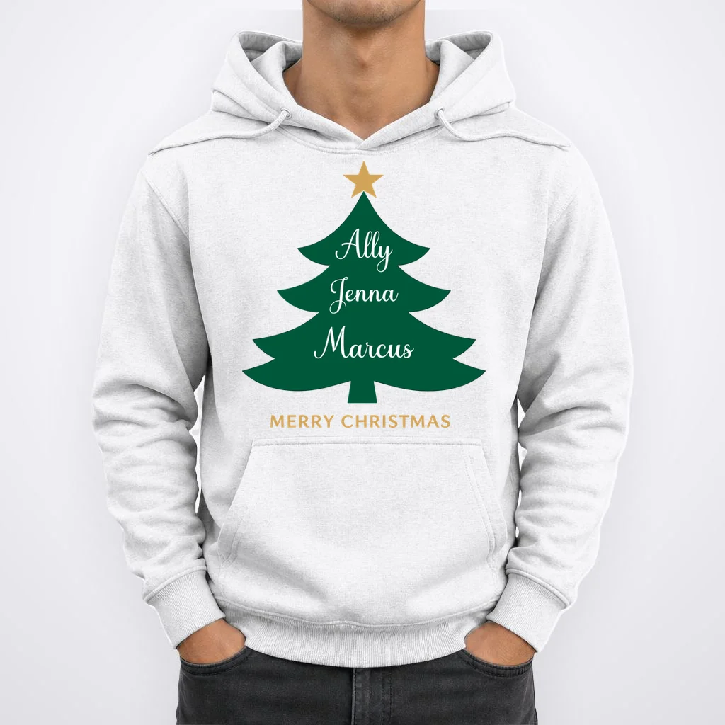 Custom Name Christmas Tree Hoodie - Front 1