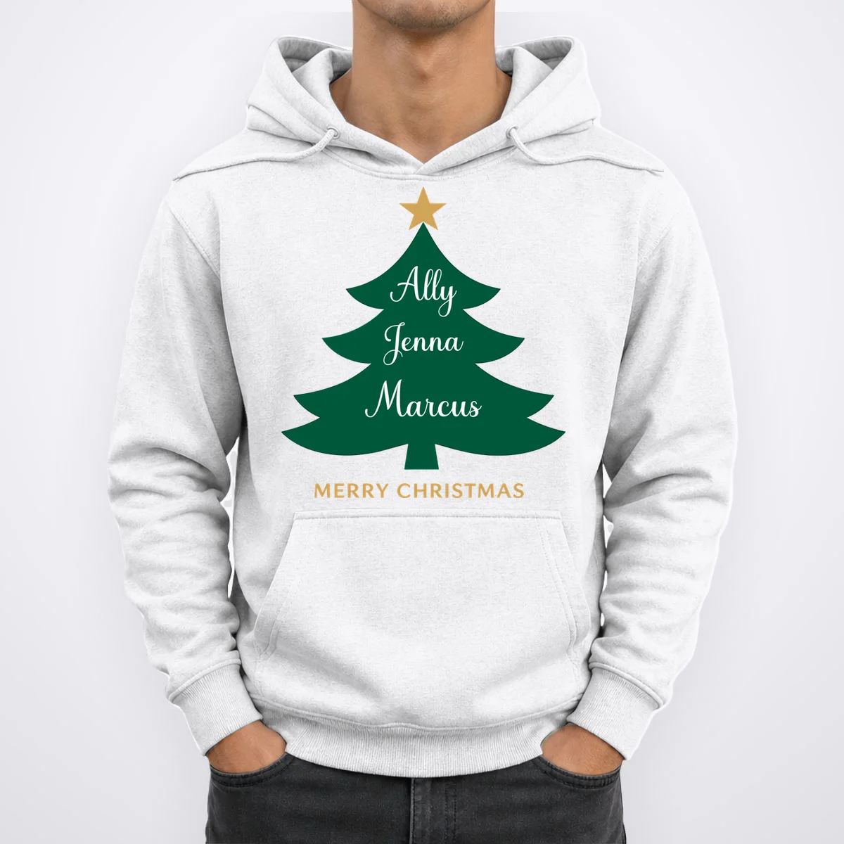 Custom Name Christmas Tree Hoodie - Front 1