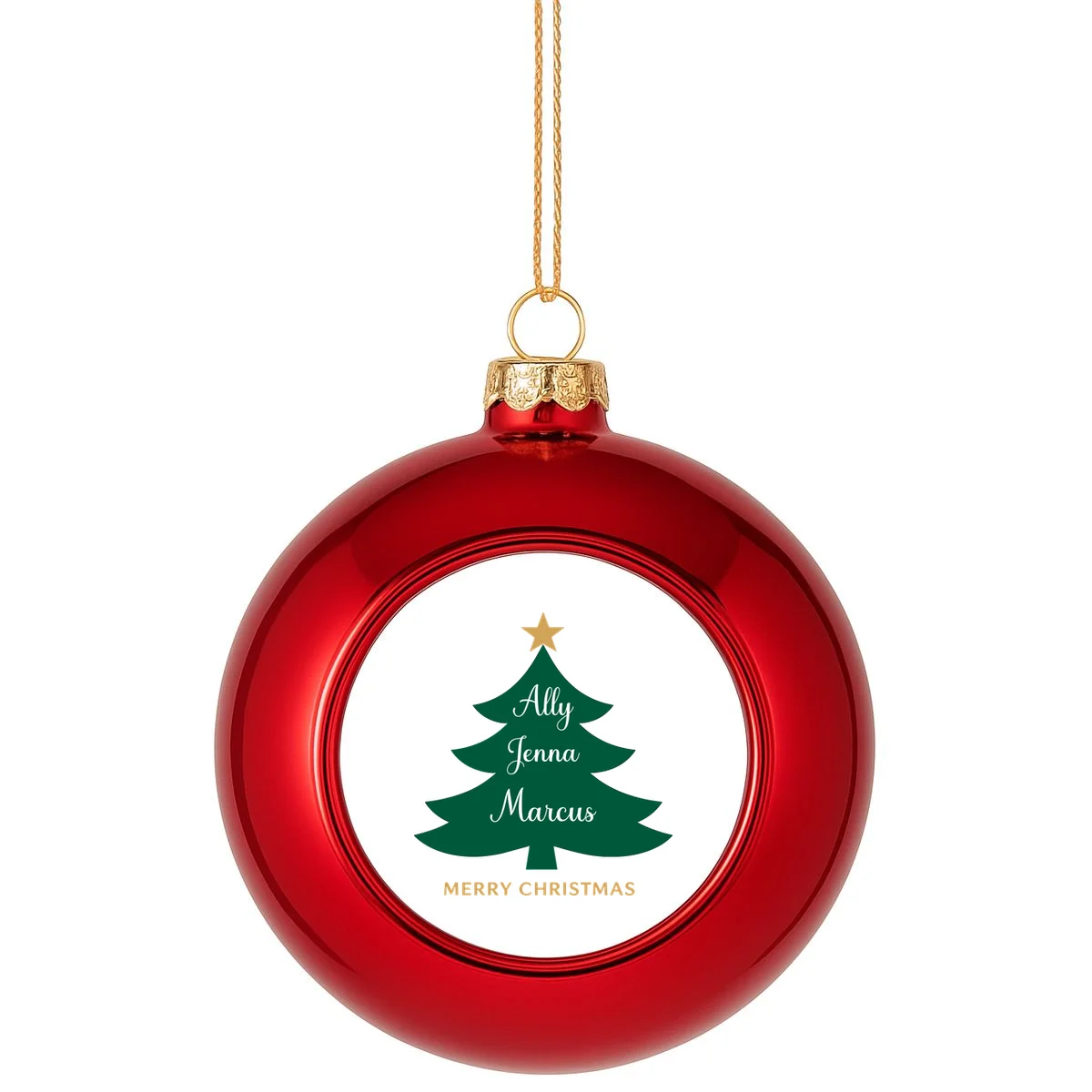 Custom Name Christmas Tree Christmas Ball Ornament - Front