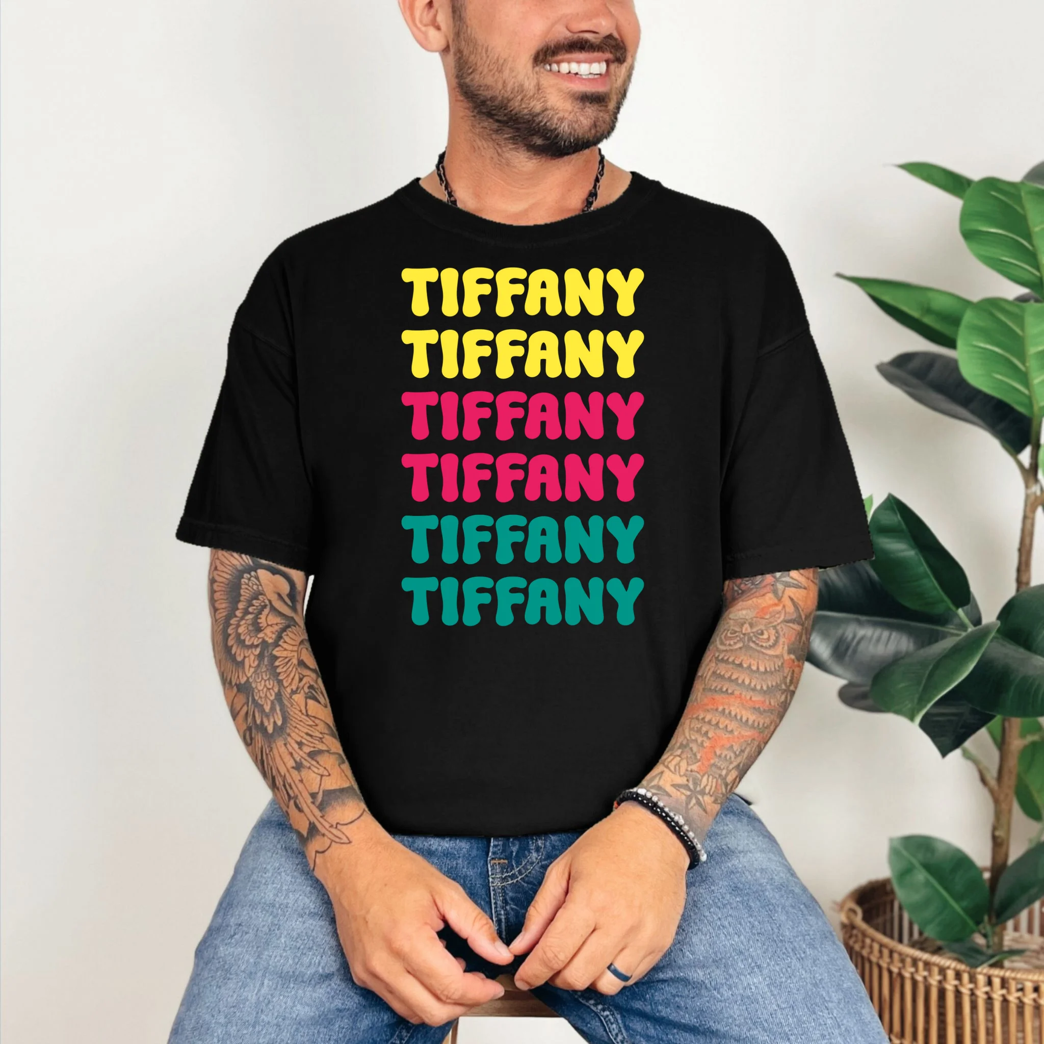 Custom Name Repeated Retro Personalized T-Shirt - Front 2