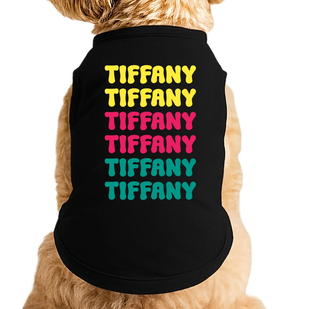 Custom Name Repeated Retro Personalized Doggie Tank - Front