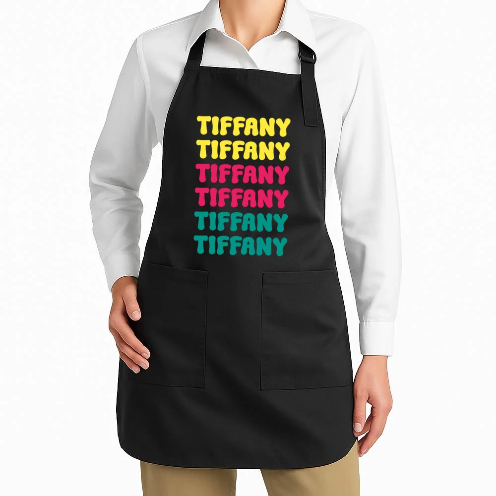 Custom Name Repeated Retro Personalized Apron - Front 1