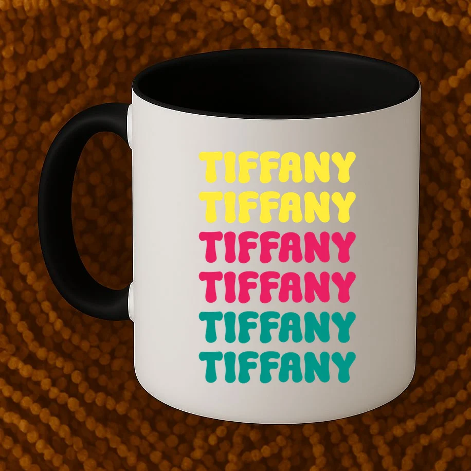 Custom Name Repeated Retro Personalized Coffee Mug - Front 1