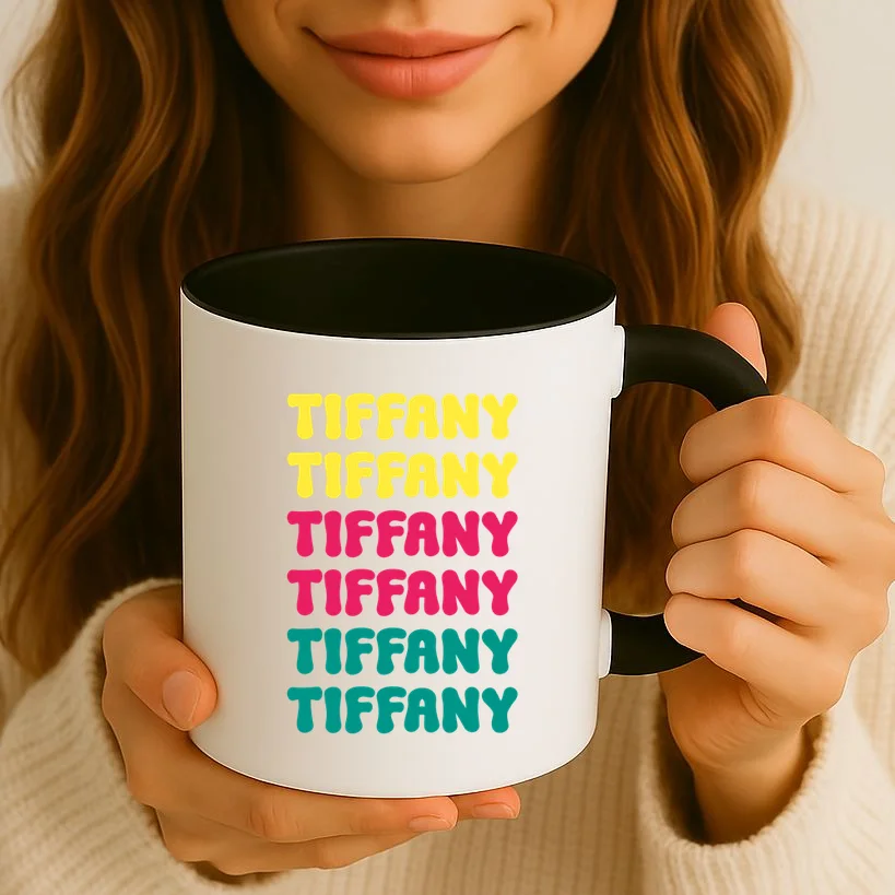 Custom Name Repeated Retro Personalized Coffee Mug - Front 2