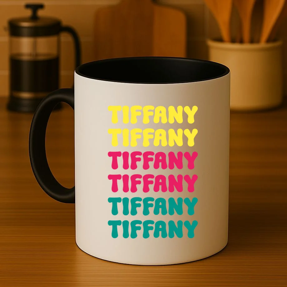 Custom Name Repeated Retro Personalized Coffee Mug - Front 3