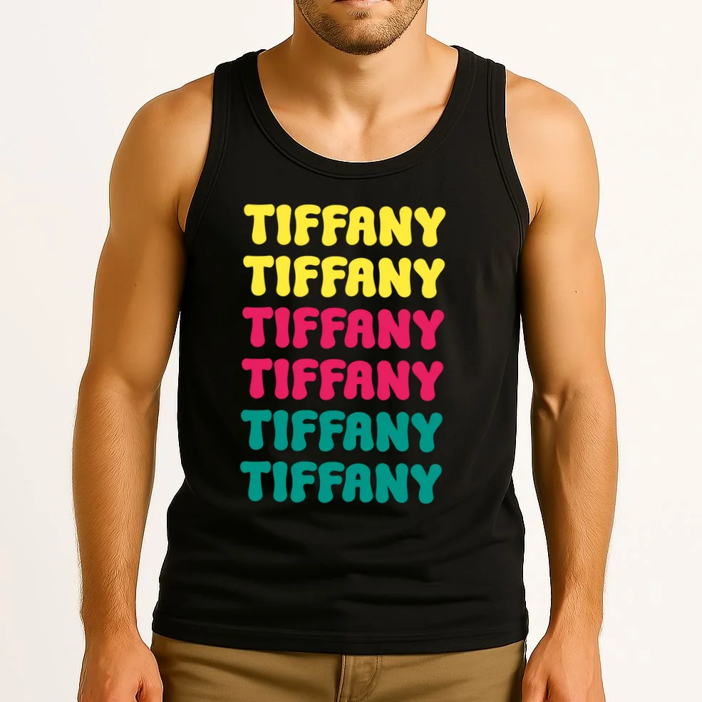 Custom Name Repeated Retro Personalized Tank Top - Front 2