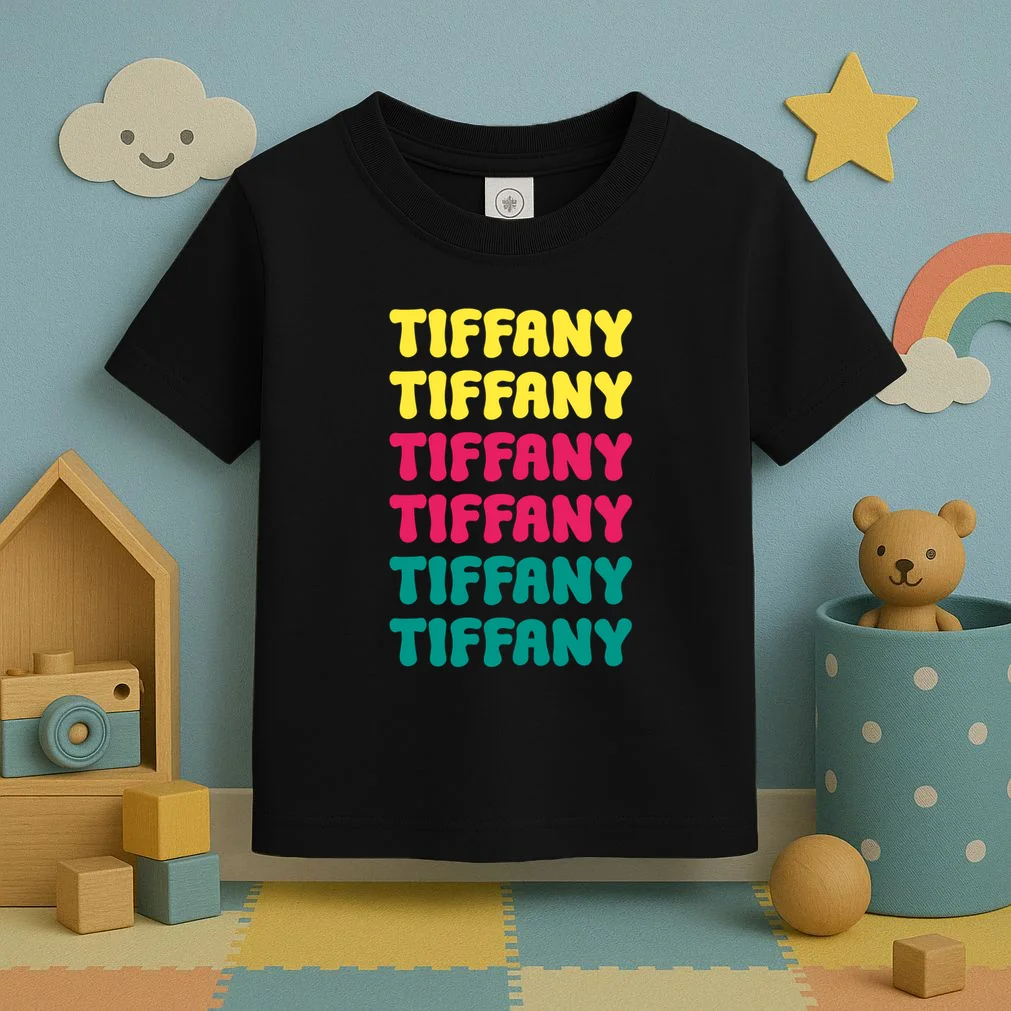 Custom Name Repeated Retro Personalized Toddler T-Shirt - Front 2