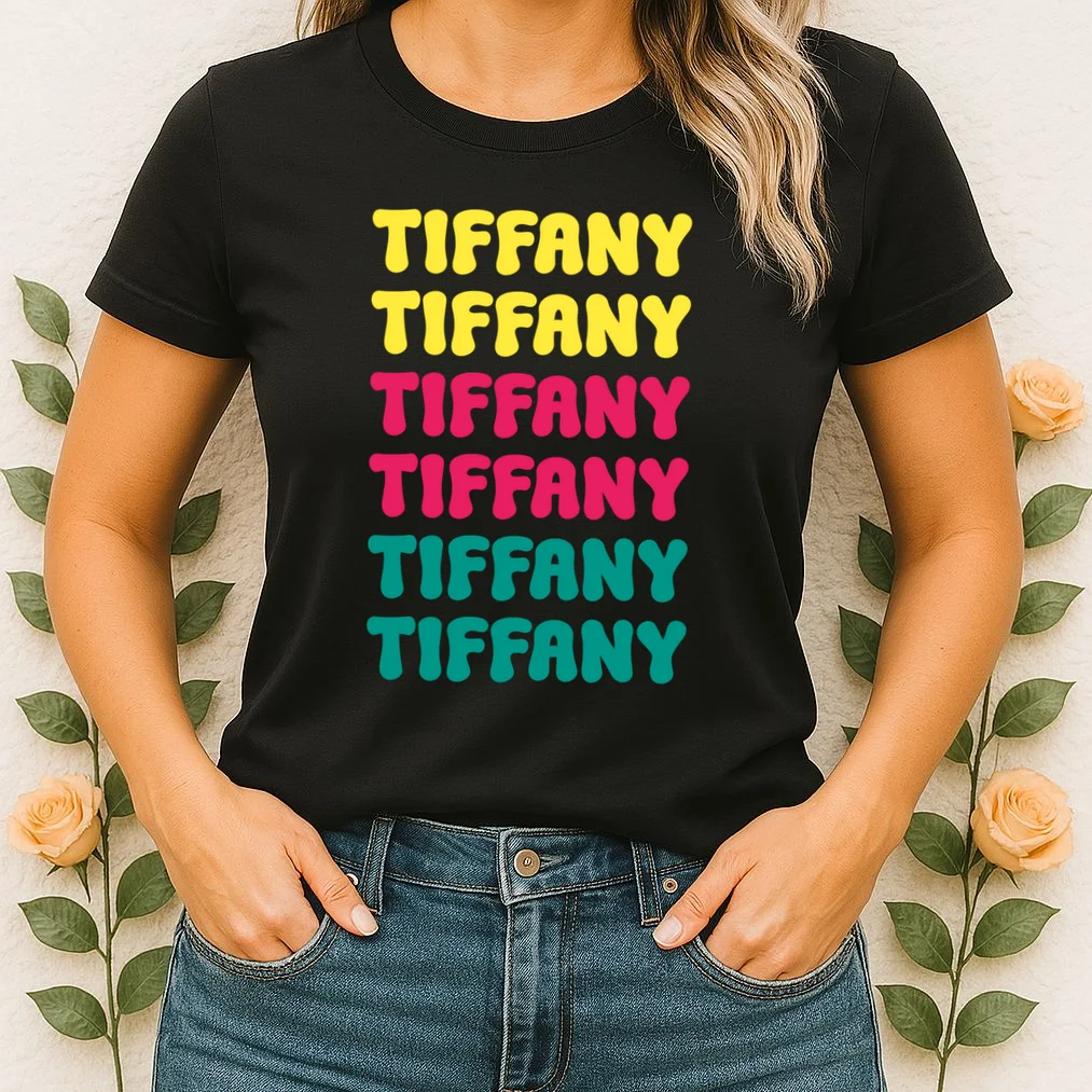 Custom Name Repeated Retro Personalized Women's T-Shirt - Front 1
