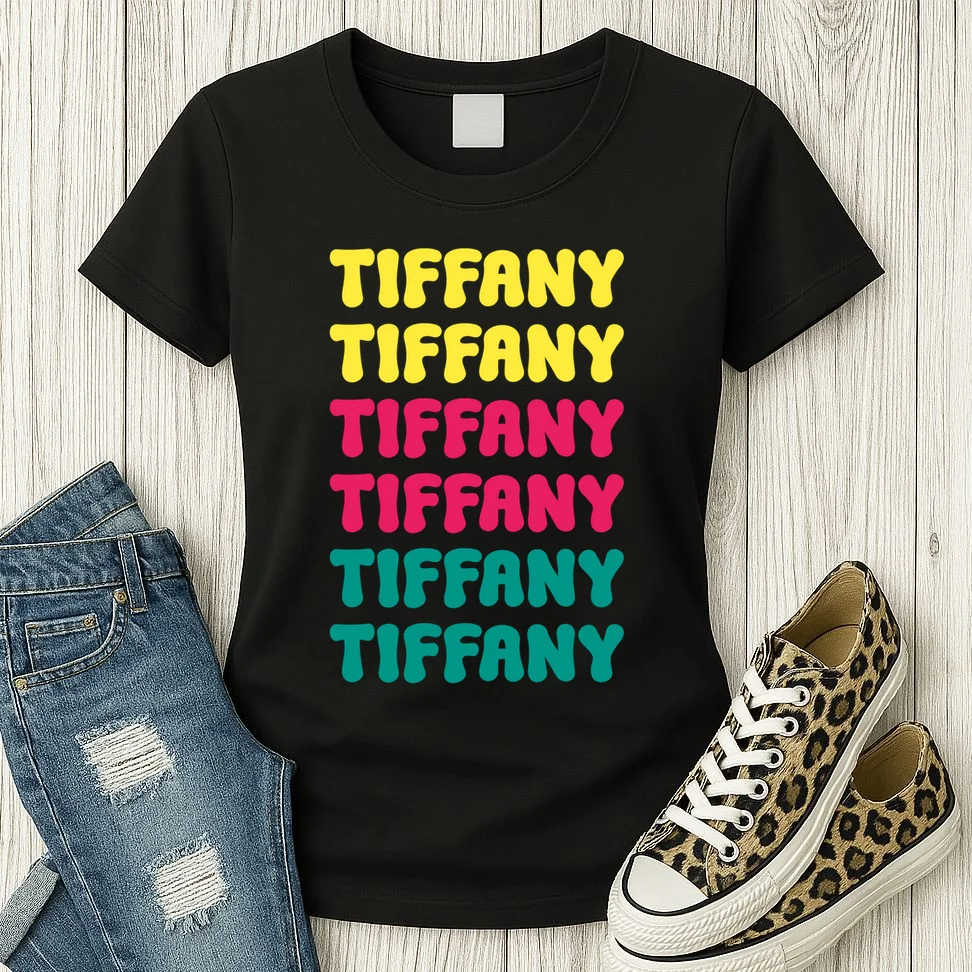 Custom Name Repeated Retro Personalized Women's T-Shirt - Front 2