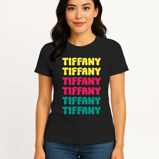 Custom Name Repeated Retro Personalized Women's T-Shirt - Front 3