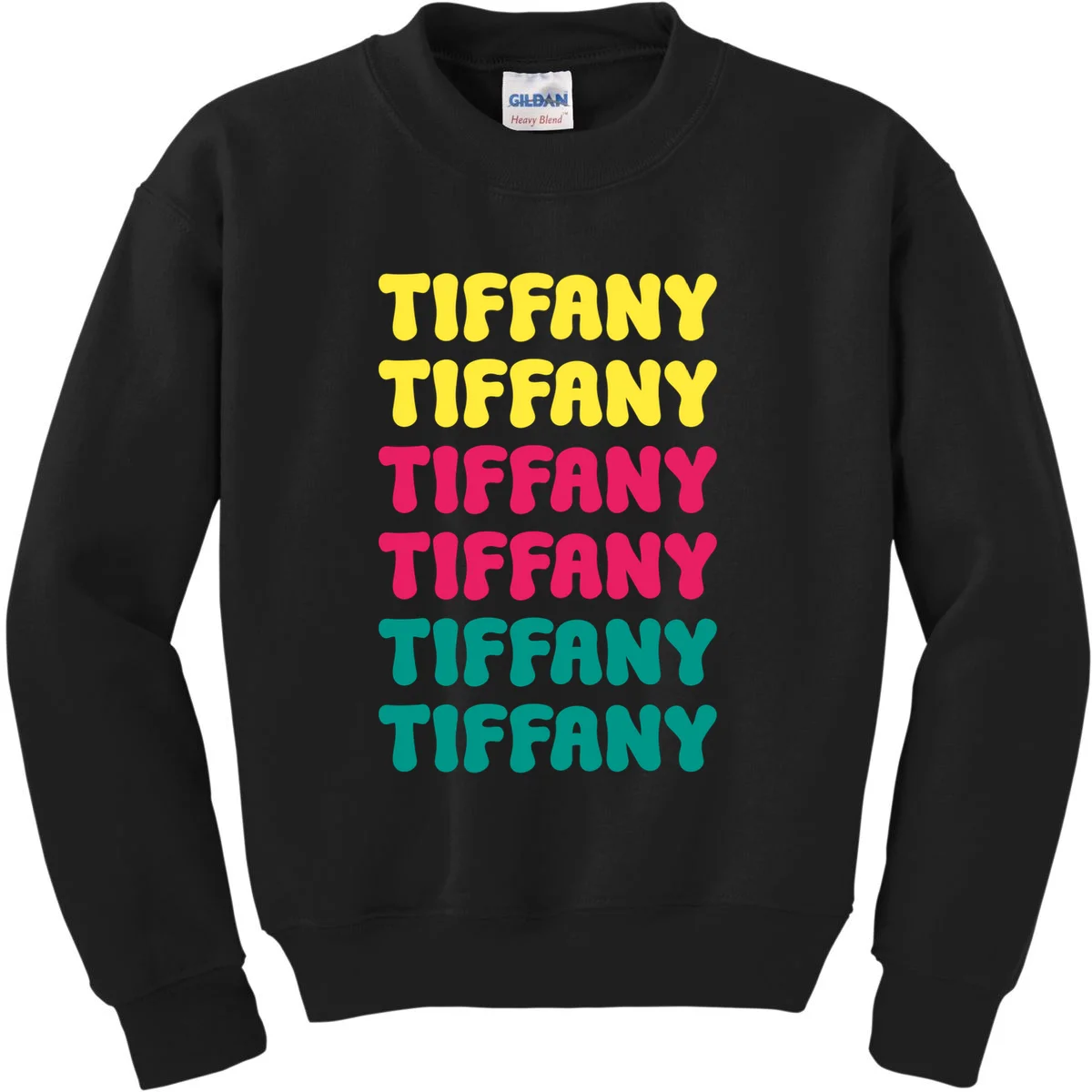 Custom Name Repeated Retro Personalized Kids Sweatshirt - Front