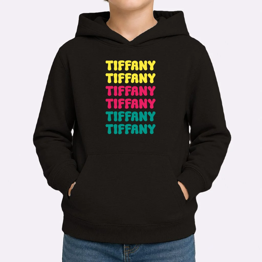 Custom Name Repeated Retro Personalized Kids Hoodie - Front 1