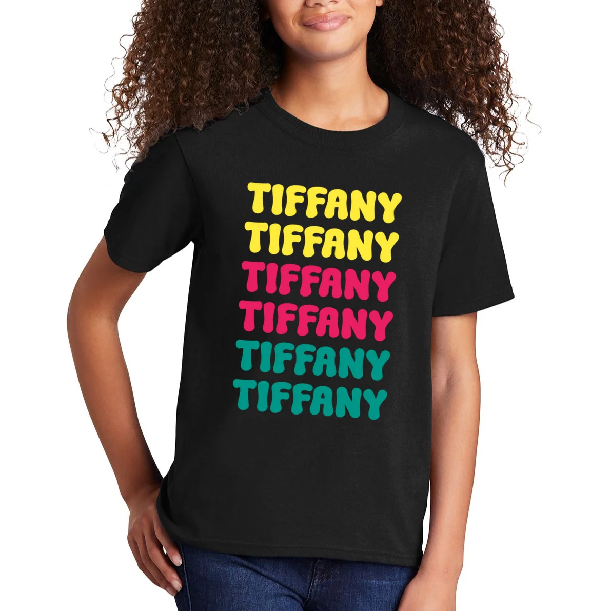 Custom Name Repeated Retro Personalized Kids T-Shirt - Front 1