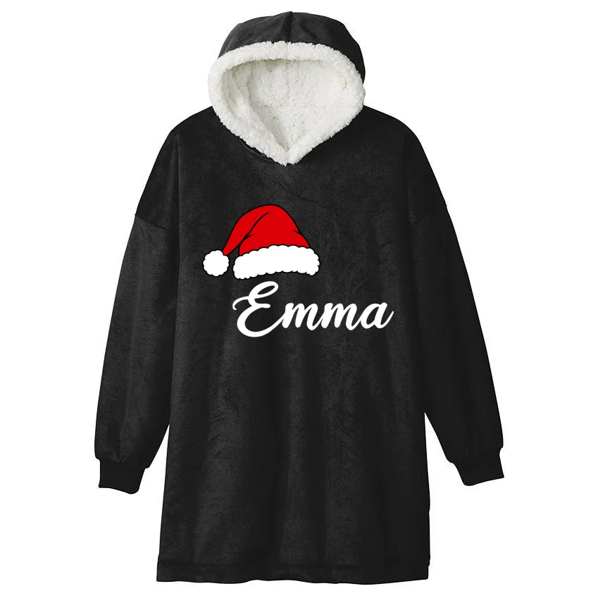 Custom Personalized Christmas Name Hooded Blanket Front