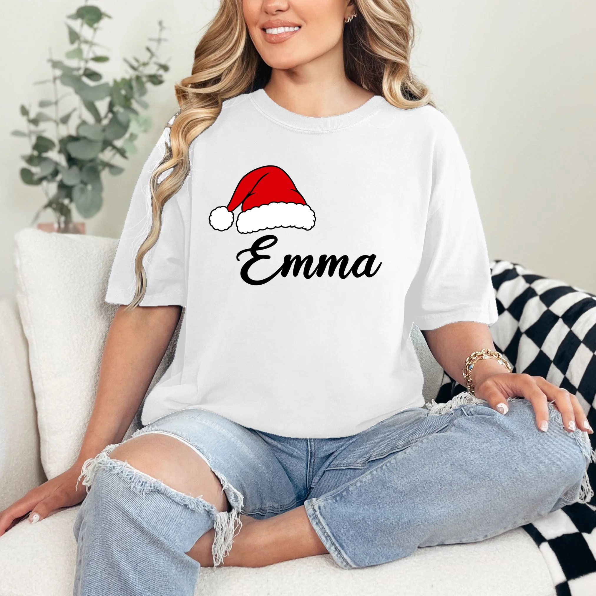 Custom Personalized Christmas Name Comfort Colors Unisex T-Shirt - Front 1