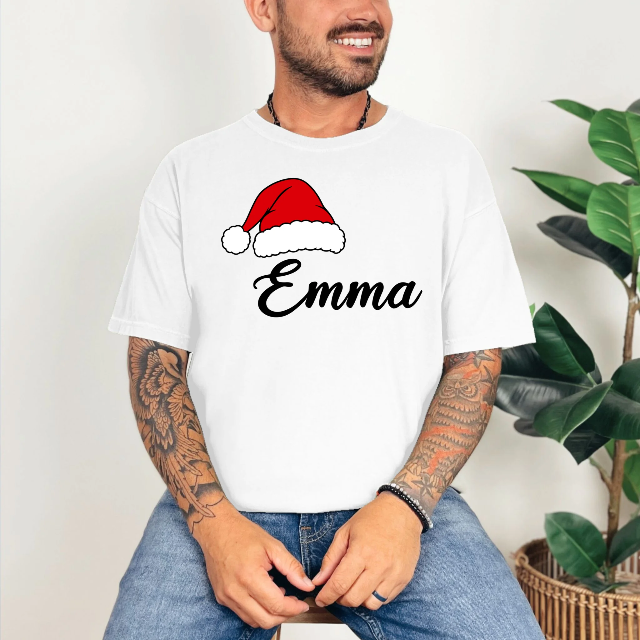 Custom Personalized Christmas Name Comfort Colors Unisex T-Shirt - Front 2