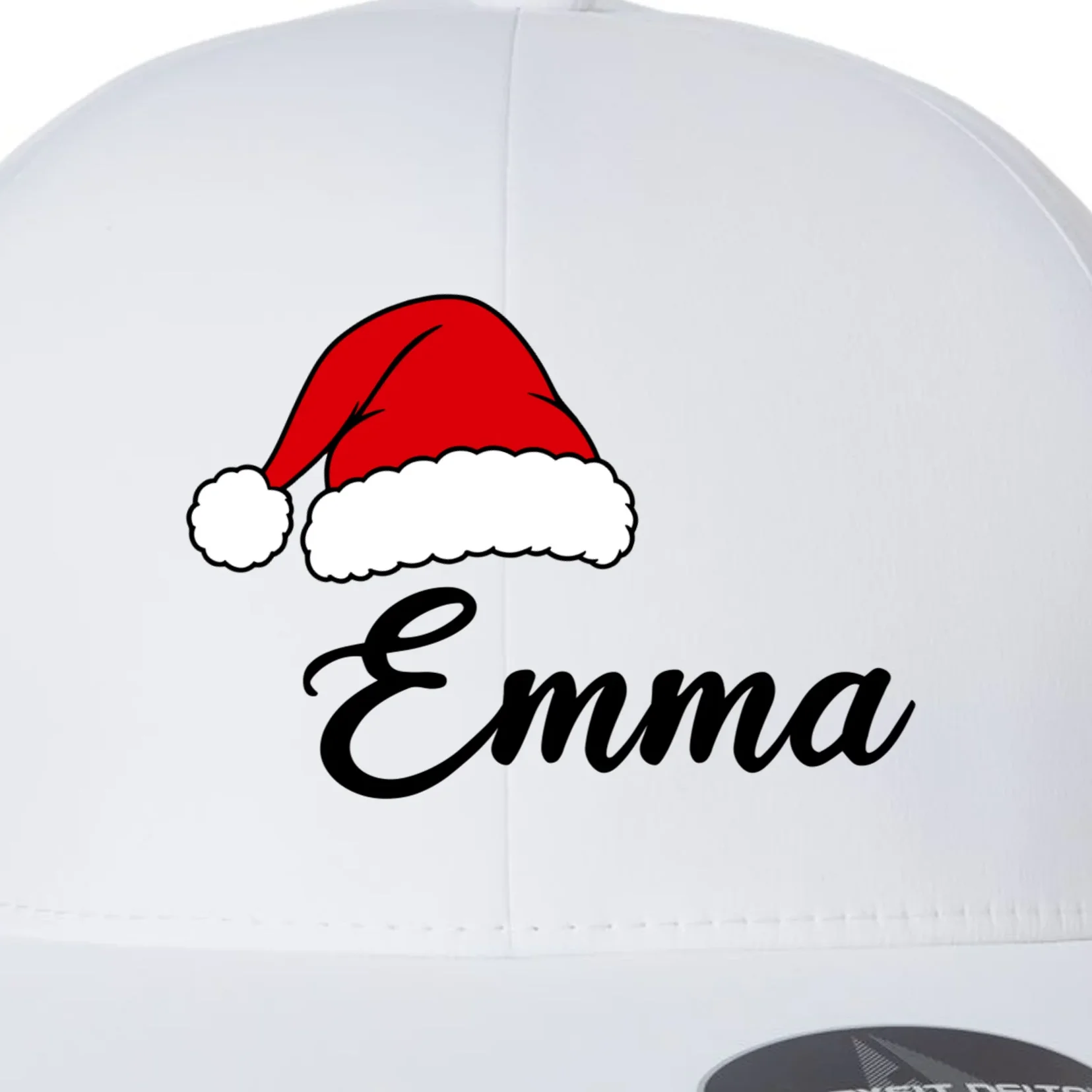 Custom Personalized Christmas Name Flexfit Men's Snapback Hat - Front - Close-up