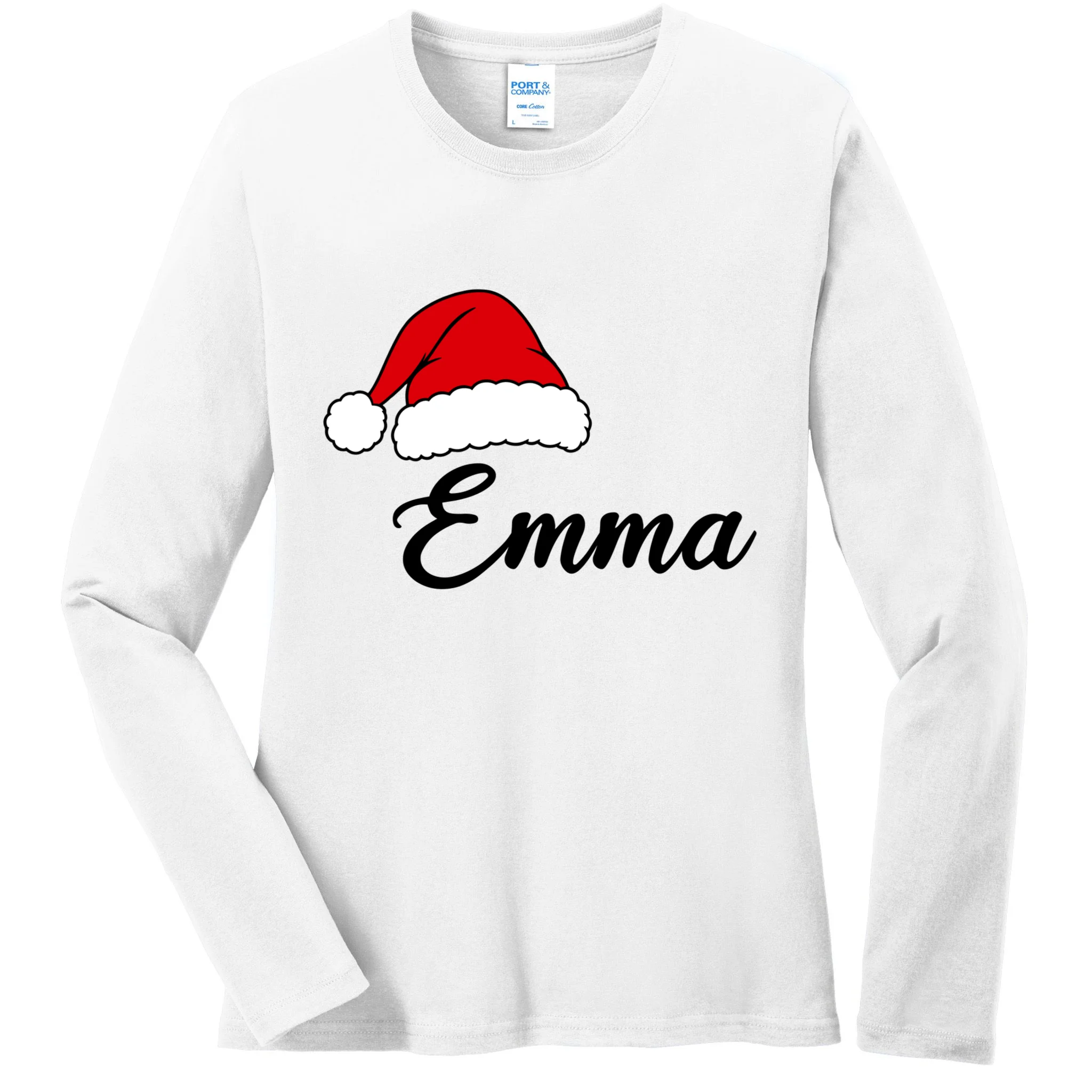Custom Personalized Christmas Name Women's Long Sleeve Shirt - Front