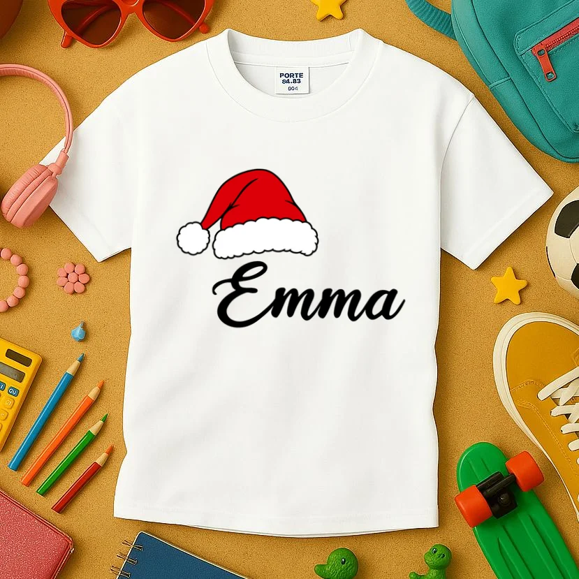 Custom Personalized Christmas Name Kids T-Shirt - Front 2