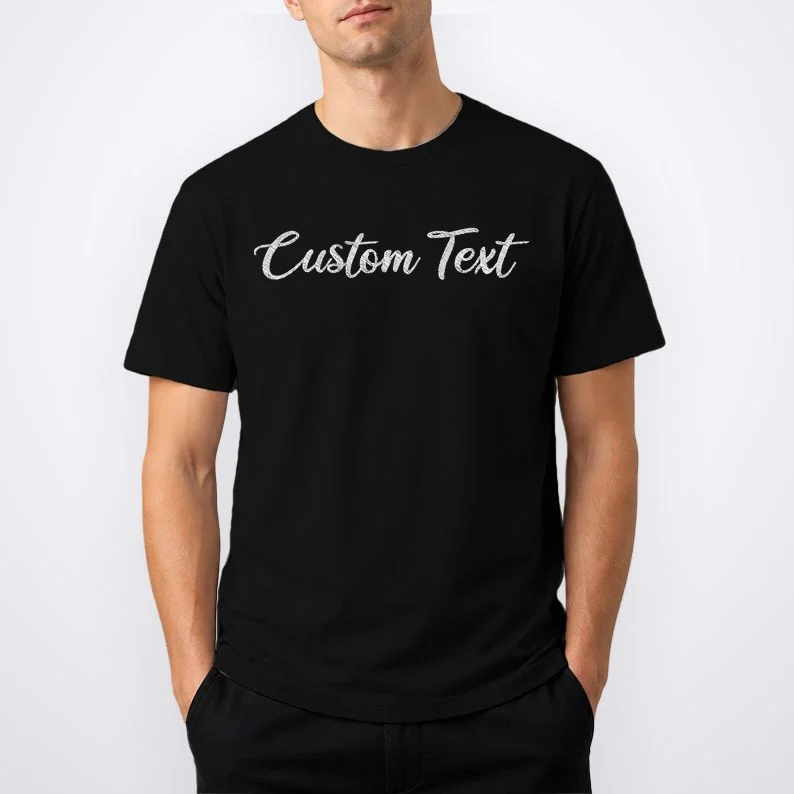 Custom Text Embroidery T-Shirt - Front 1